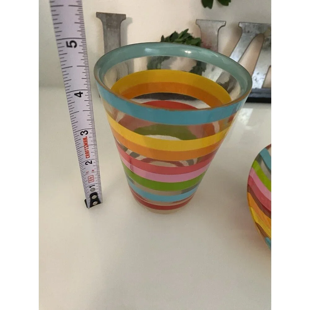 Vintage 1970s Retro Acrylic Rainbow Bathroom Accessory Set Tumbler Soap Dish GUC